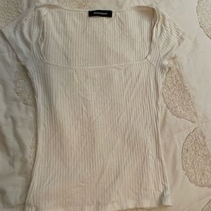 Reformation Bardot white knit top